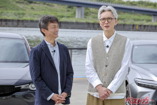 松重豊さんとモータージャーナリストの岡本幸一郎さん
