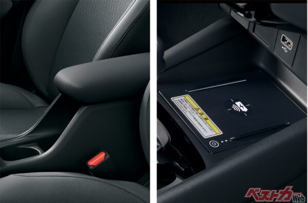 アームレスト付きセンターコンソールボックス(ドリンクホルダー付)/ワイヤレス充電器（2022年10月 マイナーモデルチェンジ実施時の公式画像より）