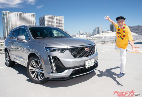 キャデラック XT6 NIGHT CRUISE EDITION（910万円・9AT）。2019年末日本導入の3列シート6人乗りSUV。314ps/37.5kgmのV6 3.5Lエンジン搭載、全長5060×全幅1960×全高1775mm、ホイールベース2860mm、車重2110kg