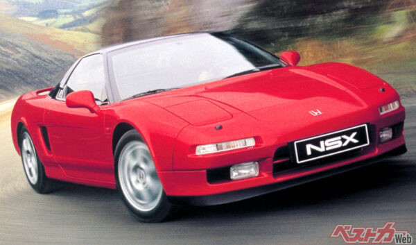 市販自動車として世界初となる「オールアルミモノコックボディー」を採用したホンダ NSX（1990年）