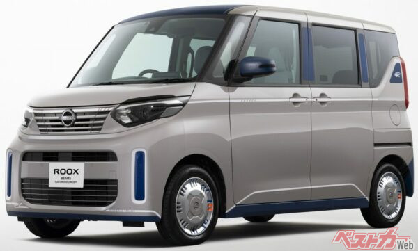 東京オートサロン2024で日産が出展していた「ROOX BEAMS CUSTOMIZED CONCEPT」。グレージュに近いカラー名称は、「デニム裏地カラー（仮）」だという