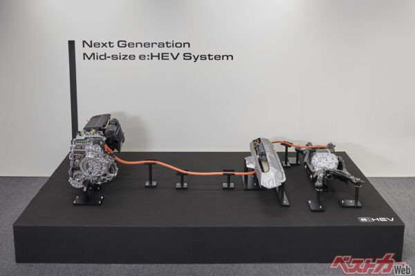 プレリュードに搭載されるミッドサイズ次世代e:HEVシステム（2L）