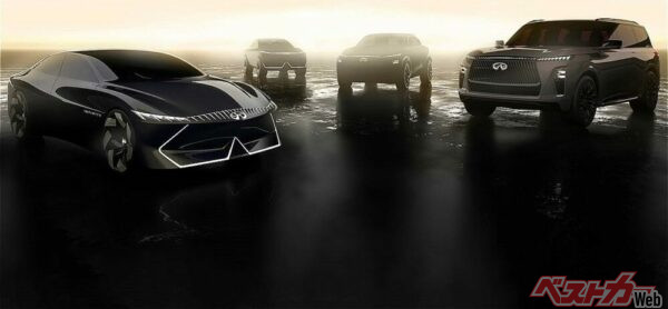 インフィニティのモデル群。ホンダ日産の統合が有益であることを願う！