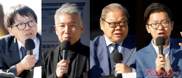 「トヨタのトークセッション」に登壇したのは、写真左から、本郷仁(べストカー編集担当取締役)、清水竜太郎氏(トヨタZSチーフエンジニア)、池田直渡氏(ジャーナリスト)、西川昇吾氏(ジャーナリスト)