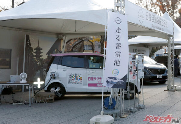 ブースに出品している「WANOiRO」SAKURAからの給電も、実際にデモンストレーション!