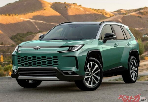 次期RAV4の予想CGイラスト(ベストカーが製作したもの)。フロントマスクはハンマーヘッドデザイン