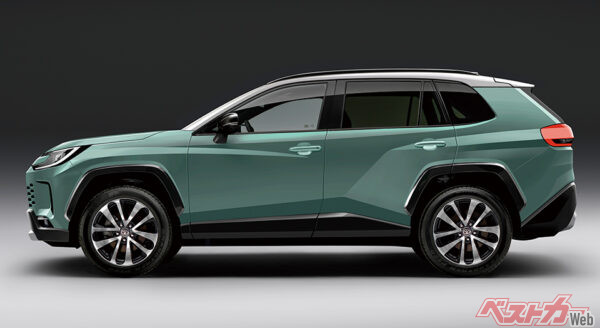 現行型よりも少しサイズアップして居住性が向上。新しさとRAV4らしい無骨さをうまく両立したエクステリアデザインとなりそうだ(ベストカー編集部作成の予想CG)