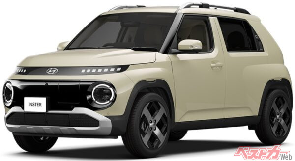 ヒョンデの新型コンパクトBEV「インスター」。このサイズに42kWh、もしくは49kWhの容量のバッテリーを搭載する。長距離ドライブでも安心の走行距離を確保する