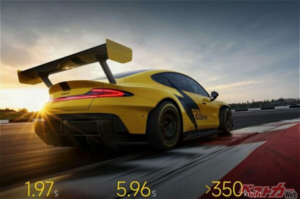 0-100km/h加速1.97秒、0-200km/h加速5.96秒、最高速度350km/hをうたう