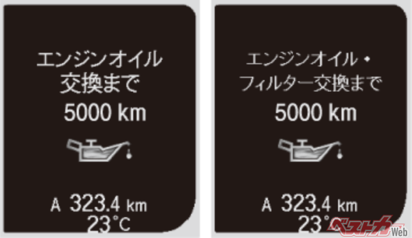 近年はメータ上で交換時期をお知らせしてくれるケースも増えている