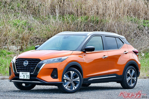 日産 キックス（308万3300～348万1500円　2024年累計販売台数：1万4346台）2022年のマイナーチェンジで第2世代の1.2L・e-POWERに進化している