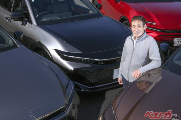 鈴木利男　1955年生　カートで頭角を現し、のち国内や海外のトップカテゴリーで数多の輝かしい成績を残す。’92年にはデイトナ24時間レースで日産R91CPを駆り、日本車/日本人ドライバー初の総合優勝を獲得した。R35型GT-Rの開発ドライバーとしても名高い