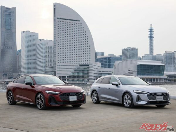 今後はバリエーションが増えるはずだが、まず最初に発表されたのがセダン、アバント（アバント）。車名はすべてA5として販売されることになった。価格はセダンが599万円〜、アバントが624万円〜。