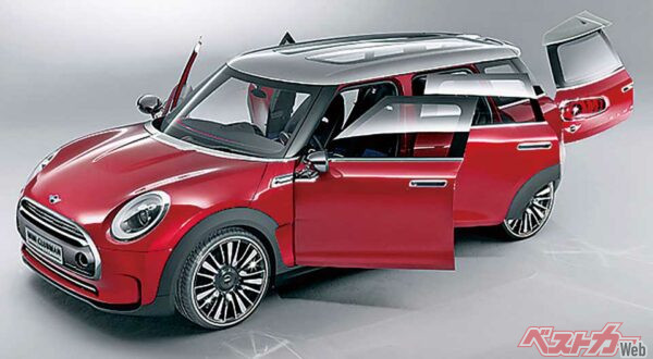 ミニクラブマン。クラブマンはリアハッチの観音開きドアは継承するがボディ右側後方のクラブドアは廃止され、普通の4ドアに変更