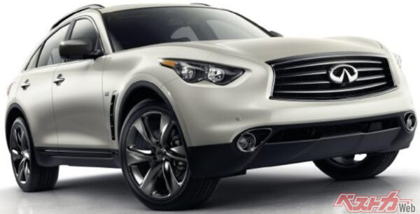2代目のインフィニティFX。21インチの大径タイヤを装着し、400PSの5.0L V8エンジンで怒涛の加速をするスポーツSUVだった