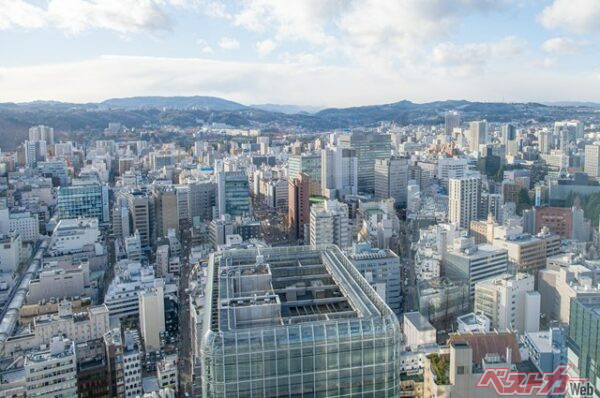 仙台市青葉区仙台駅周辺上空(秋実 鶴谷@Adobe Stock)