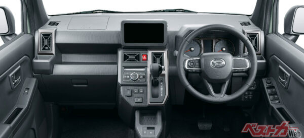 特別仕様車「ダーククロム ベンチャー」のインパネ。外観デザイン同様カクカクな直線基調デザインだ