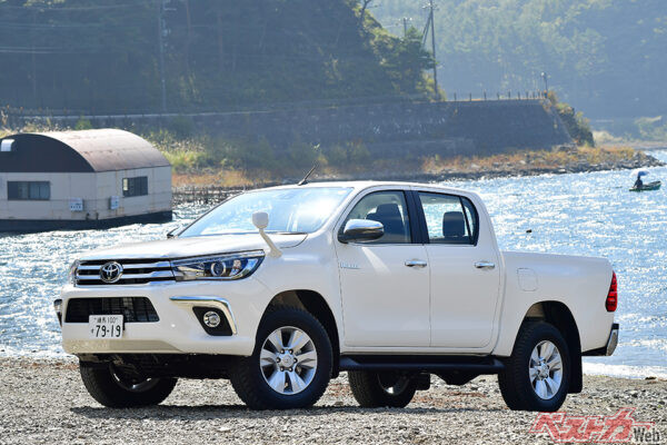 トヨタ ハイラックス（8代目・2017年登場）。2017年に日本に導入されたハイラックスの新車は2024年10月に販売休止。150psの2.4Lディーゼルターボ搭載