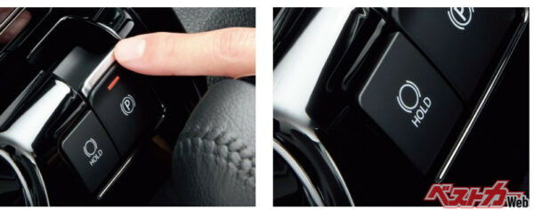 ソリオHYBRID MZとソリオバンディット HYBRID MVには、電動パーキングブレーキやブレーキホールドが採用されている