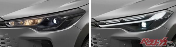 左がSとGグレード。右がZグレード。SとGは、Bi-Beam(バイ-ビーム)LEDランプ採用だッ