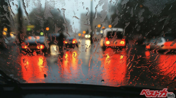 ガラスコートは、施工前と施工後では雨の日の視界のクリア加減が雲泥の差。是非とも梅雨前に施工をすべきであり(Creative Reflections@Adobestock）