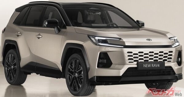新型RAV4「コア」。従来型RAV4の面影を残しながらも、洗練された印象を受ける。既存のRAV4ファンのため、サイズをほとんど変えていないのもポイントだ