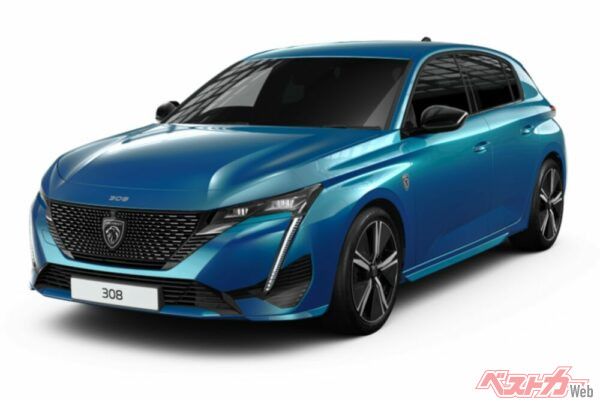 今回登場したプジョー308GTハイブリッド。新開発のパワートレインが搭載された