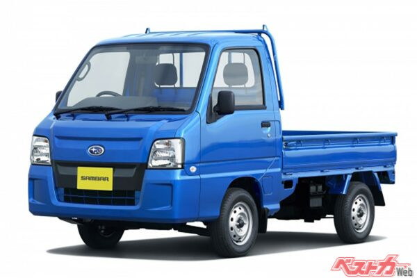 2012年2月29日をもってスバルは軽トラック＆バンの自社生産を終え、軽自動車生産54年の歴史に幕を閉じた。写真はサンバー発売50周年記念特別仕様車「WR BLUE LIMITED」