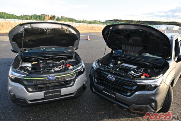 1.8L水平対向4気筒ターボと2.5L水平対向4気筒ハイブリッドの2タイプを用意