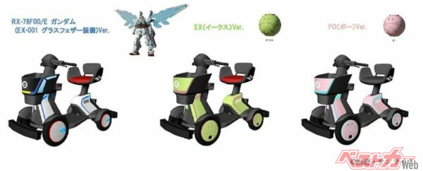 万博会場の巨大立像が話題の「RX-78F00/E ガンダム（EX-001 グラスフェザー装備）」、ハロの「イークス」「ポー」をイメージした「e-SNEAKER」