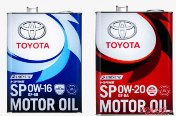 最新のSP規格のトヨタ純正オイル。ハイブリッド車やアイドリング機構装着車に推奨されている