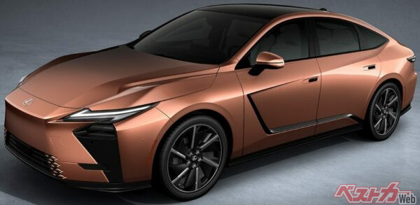 2025年4月の上海モーターショーで世界初公開された、レクサスの新型ES。LF-ZCに着想を得た新デザインを採用しており、HEVとバッテリーEV（BEV）を併せもつ