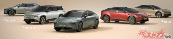 中国市場のTOYOTAブランドで用意されるbZシリーズ。bZ4X、bZ3、bZ3X、bZ5に続いて、2025年4月に新型のラージセダン型BEV「bZ7」を発表。発売は1年以内とのことだ