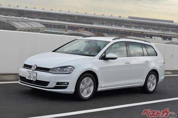 VW ゴルフヴァリアント（7代目・2014年登場）。中古車の中心はガソリンターボだが、2019年追加の2Lディーゼルターボも少量流通