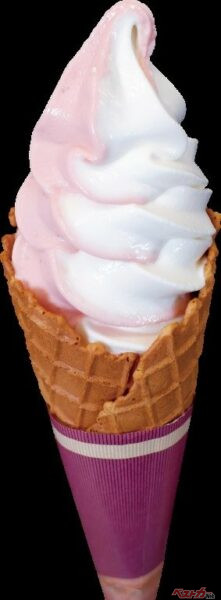 「仙台いちごミックスソフト」（税込み450円）大崎市田尻産のジャージー牛乳と、程よい酸味が特徴の宮城県産ブランド苺「仙台いちご」を使用したミックスソフト。東北道長者原SA下り