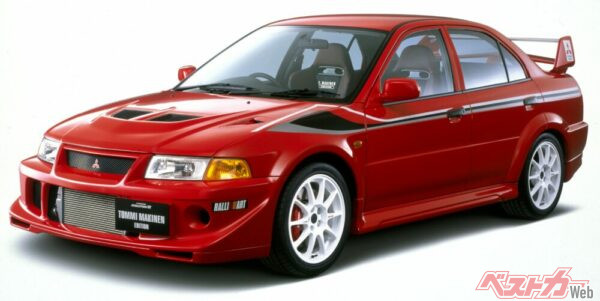 ランサーエボリューションは欧州圏でカリスマGTの名で販売されていた。画像はランサーエボリューションVI トミー・マキネン エディション。欧州ではカリスマGT エボリューションVI トミー・マキネン エディションになる