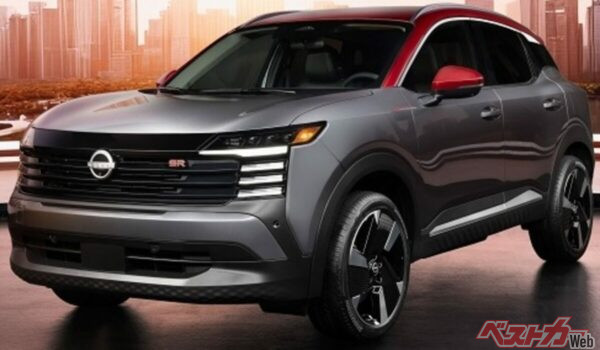 エクステリアデザインを大きく変えてきた北米向け新型キックス。フロントバンパーのデザインが特徴的だ