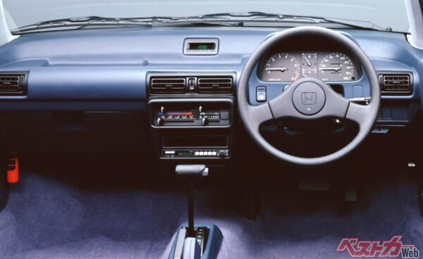 大径のアナログ2眼メーターを採用。右にスピードメーター、左にタコメーター、中央に燃料計と水温計を配置したシンプルな構成で、走行中の視認性を優先した設計だ