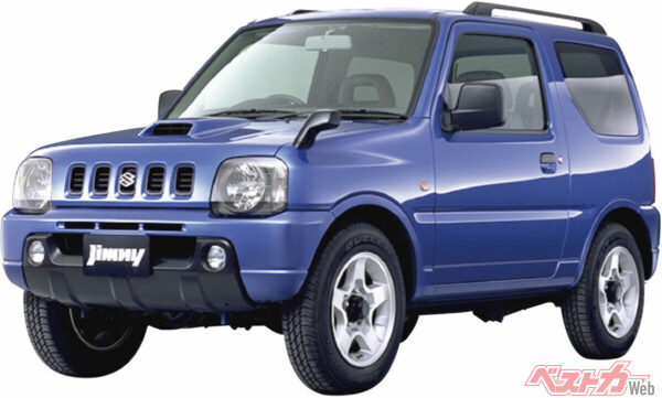 1998年登場3代目ジムニー(JB23)。当時の価格は100万を切っていた