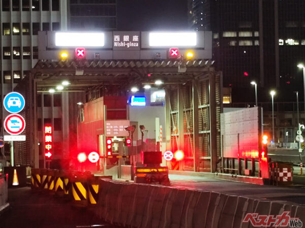 2025年4月5日、閉鎖直後の西銀座入口。KK線は都心環状線の混雑回避に便利で、ドライブルートとしても親しまれた