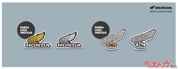 シンプルになった現在のホンダロゴとやや異なり旧デザインは羽らしさが強調されている