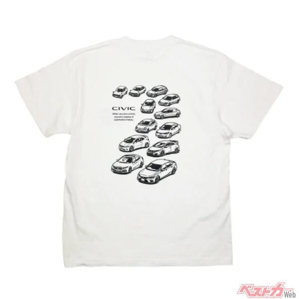 背中側は歴代シビックがずらり！　まさに歴史を背負うとはこのこと！