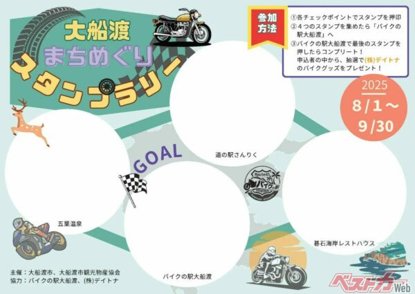 2025年8月からは、デイトナ主催のデジタルスタンプラリー「茶ミスタ☆ラリー」と連動した「大船渡まちめぐりライダースタンプラリー」を展開
