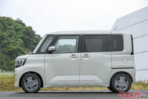 新型ルークス。Aピラーが立っているの、分かる?