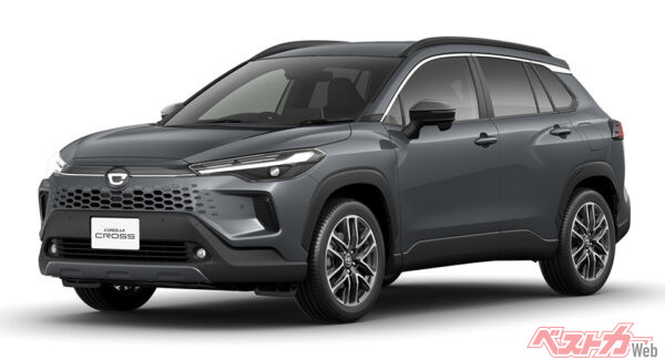トヨタ カローラクロス（Z・2WD・343万円）2021年9月登場。カローラベースだが、ボディサイズは全長4455×全幅1825×全高1620mmとワイドで存在感がある