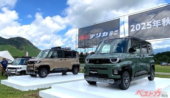 キャンプ場で初お披露目された三菱新型デリカミニ