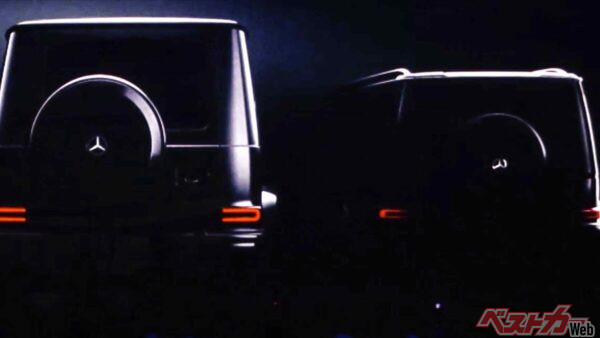 公開されたベイビーGのティザー画像。おそらく左側が現行Gクラス、右側がベイビーGか!?