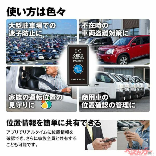 巨大駐車場で愛車を見失ったときなど、使い方はいろいろ