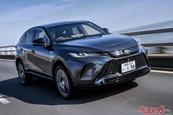 トヨタ ハリアー（371万300～620万円）全長4740×全幅1855×全高1660mm、2.5L、直4（178ps/22.5kgm）＋M（120ps）。シティ派SUVの代表車