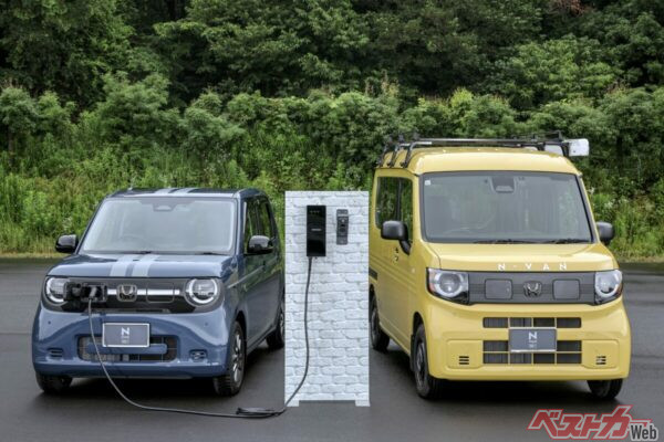 家庭用普通充電器「Honda EV Charger」。コンパクトで景観になじむデザインとなっている